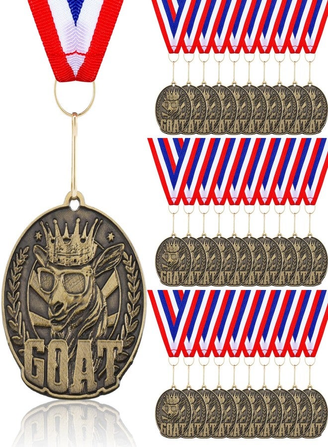 Quelay 30 Pcs Goat Medal Greatest of All Time Goat Pendant Champ Medal Funny Medals for Awards with Neck Ribbon Goat Award Necklace for Football Basketball Sports Tournament MVP Awards Collections - Image 1